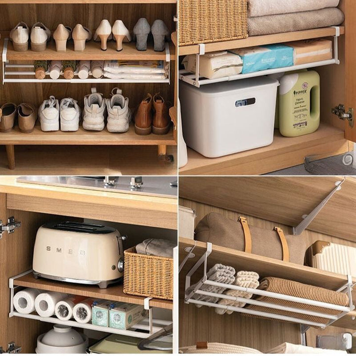 Norvo | FlexFit Hylleforlengelse – Justerbar Skoskaporganisator – Plassbesparende Oppbevaringsløsning – Verktøyløs Montering – Passer 40–65 cm