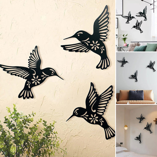 Norvo | Sett med 3 metall kolibriform wall art dekorasjon