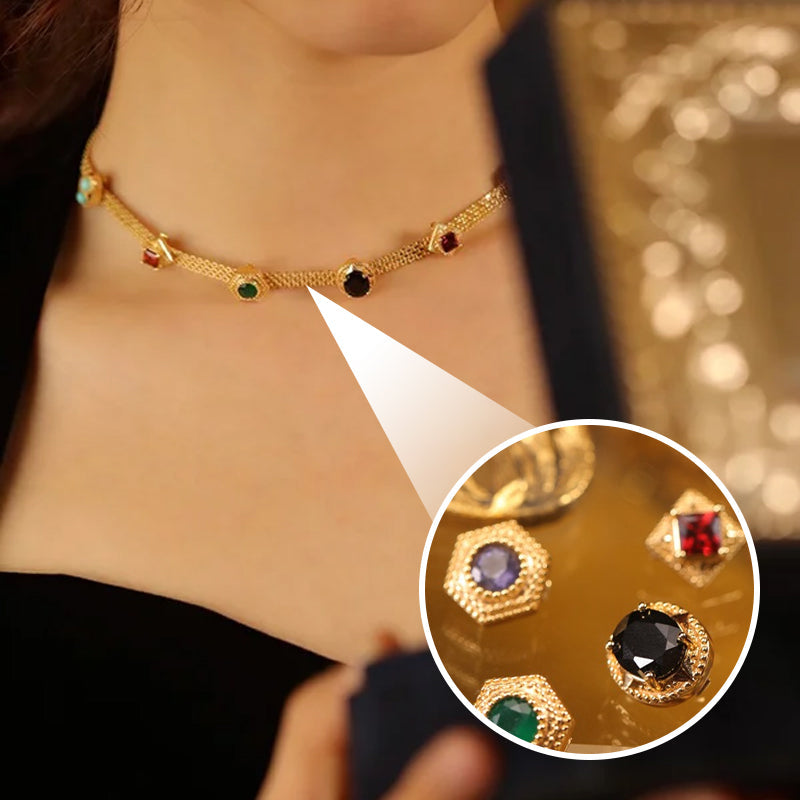 Norvo | Vintage Farget Zirkon Halskjede