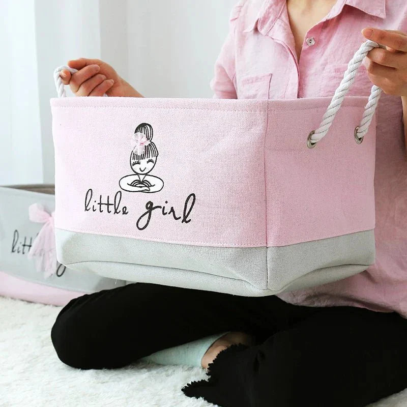 Norvo | Sammenleggbar Oppbevaringskurv for Babyleker og Klær – Holdbar Lerret Organisator med Håndtak – Plassbesparende Design for Barnerom