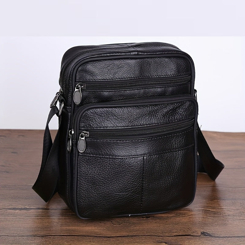 Norvo | Lær Herre Skulderveske – Romslig Kuskinnveske med Justerbar Stropp