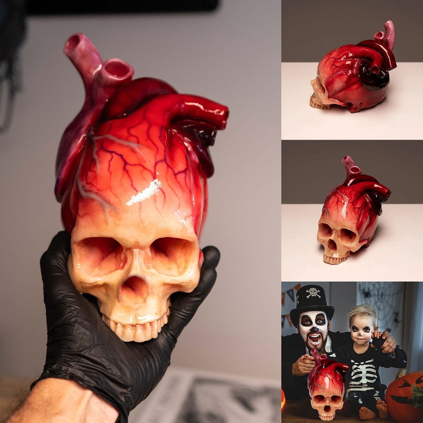 Norvo | SpookyHeart Realistisk Halloween Hjerteformet Skulpskulptur