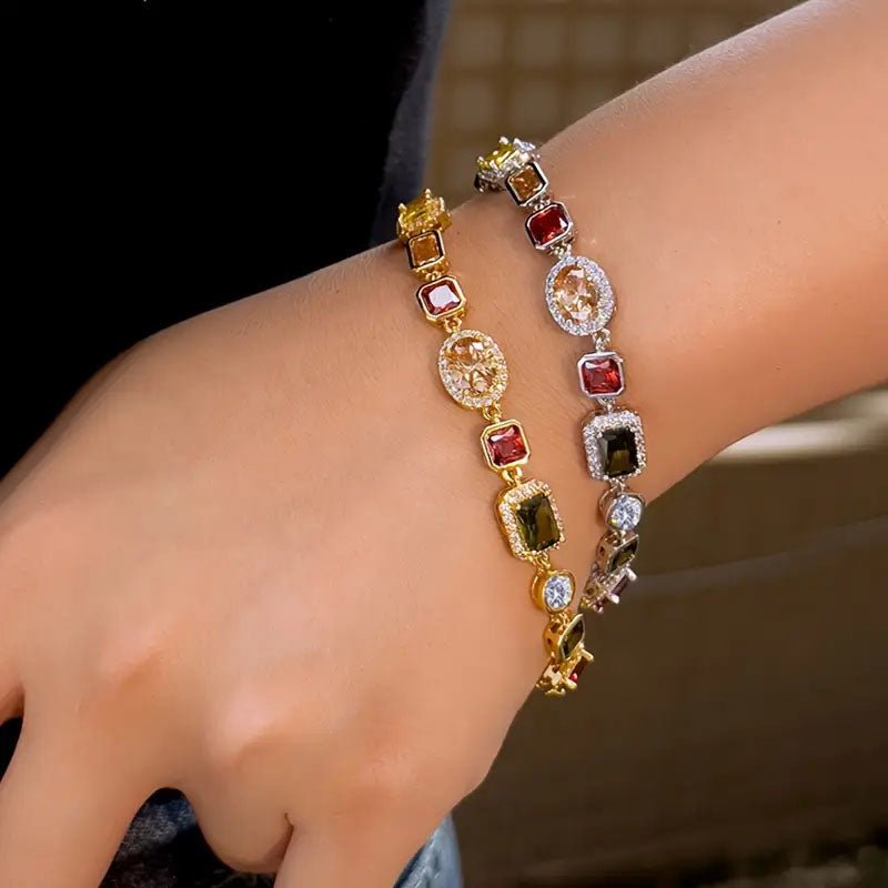 Norvo | Geometrisk Zirkon Smykkesett – Moderne Gullbelagt Halskjede & Øredobber