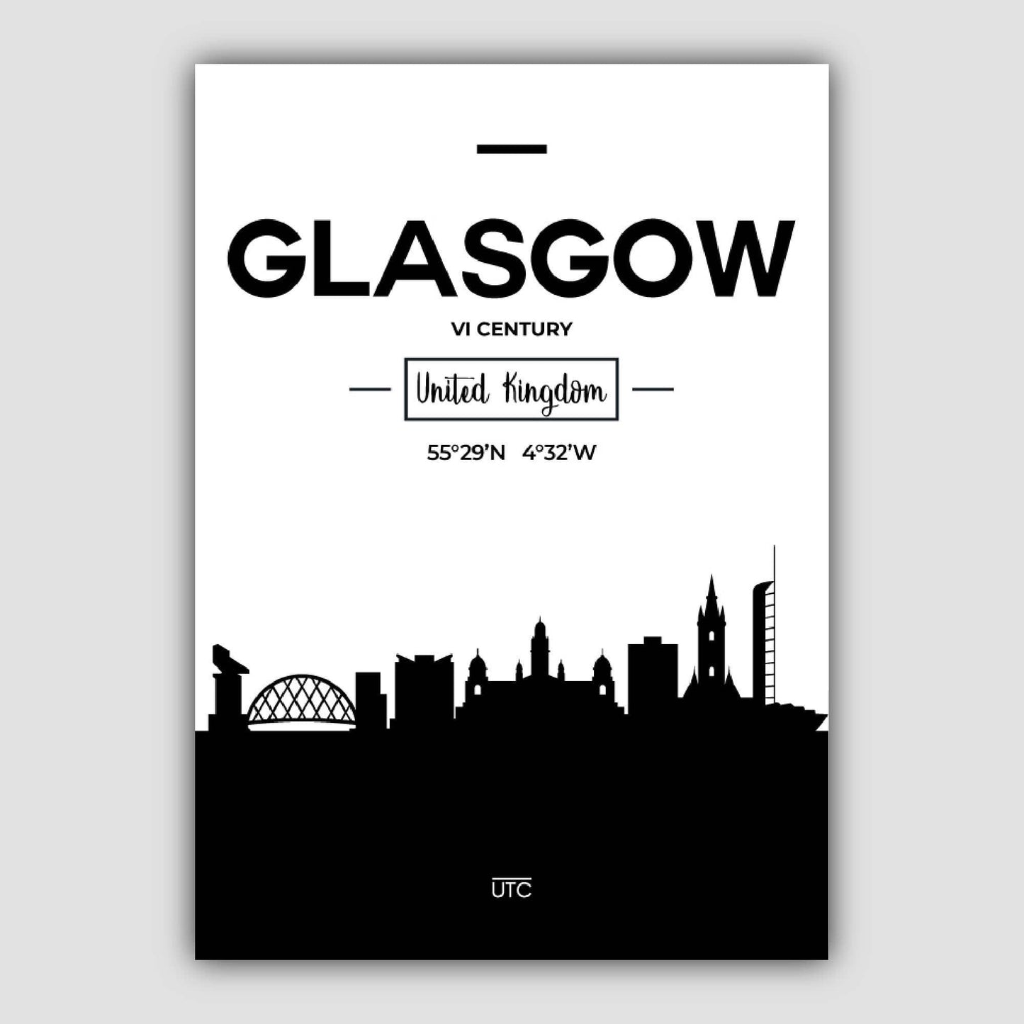 Norvo | Glasgow Skottland Skyline Byutsikt Print