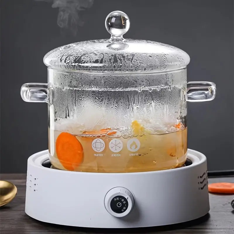 Norvo | KookZicht Glass – Transparent Glass Cooking Pot with Handles (1360 ml)