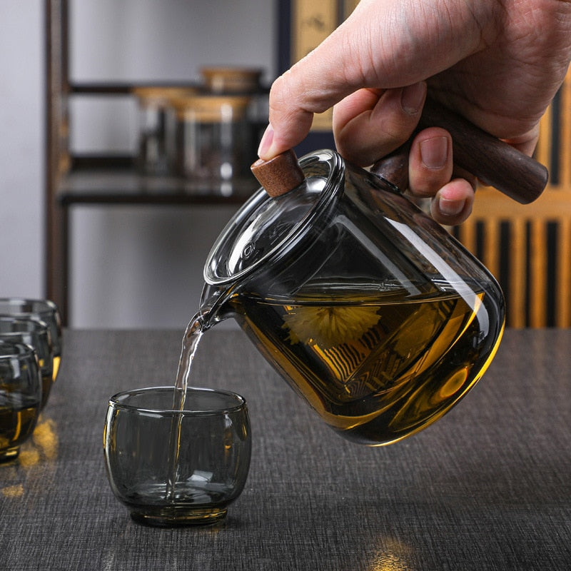 Glass Tekanne Tre håndtak Te-seremoni Gjennomsiktig Sett Kopp | Norvo