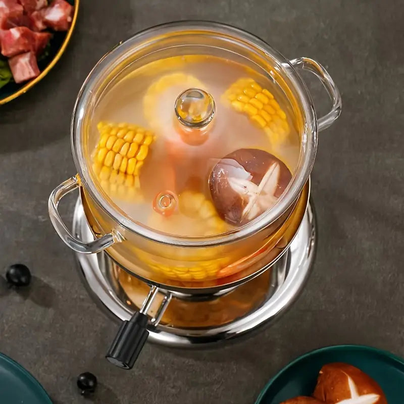 Norvo | KookZicht Glass – Transparent Glass Cooking Pot with Handles (1360 ml)