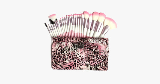 Norvo | 24-delt Rosa Leopard Penselsett
