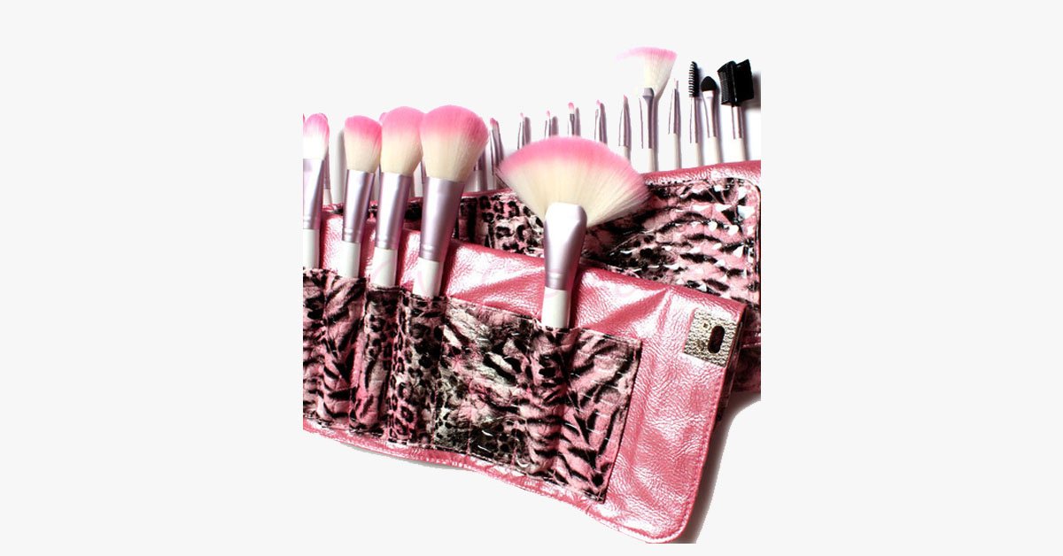Norvo | 24-delt Rosa Leopard Penselsett