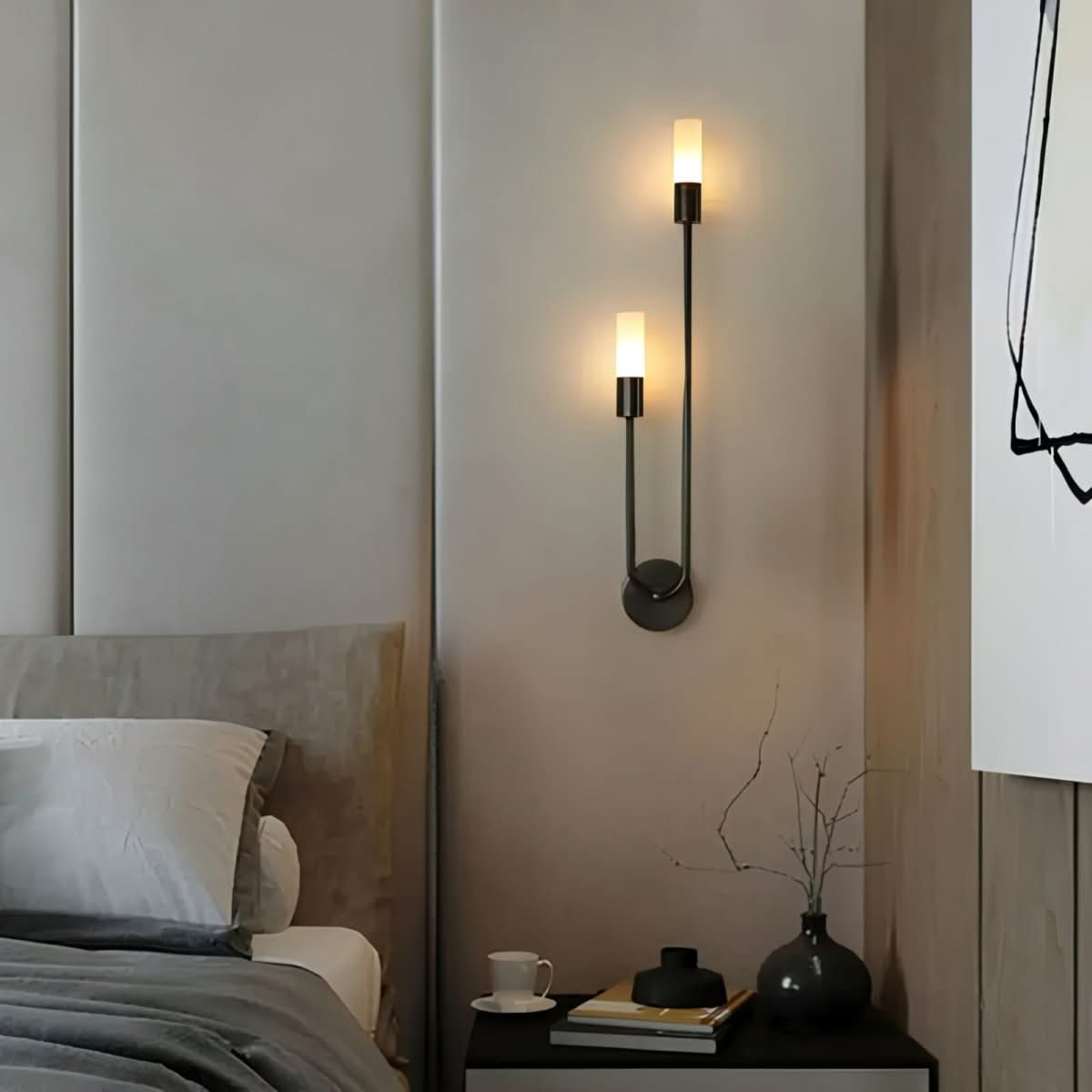 Norvo | Moderne Gull Vegglampe – Dobbelt Frostet Glass Lys