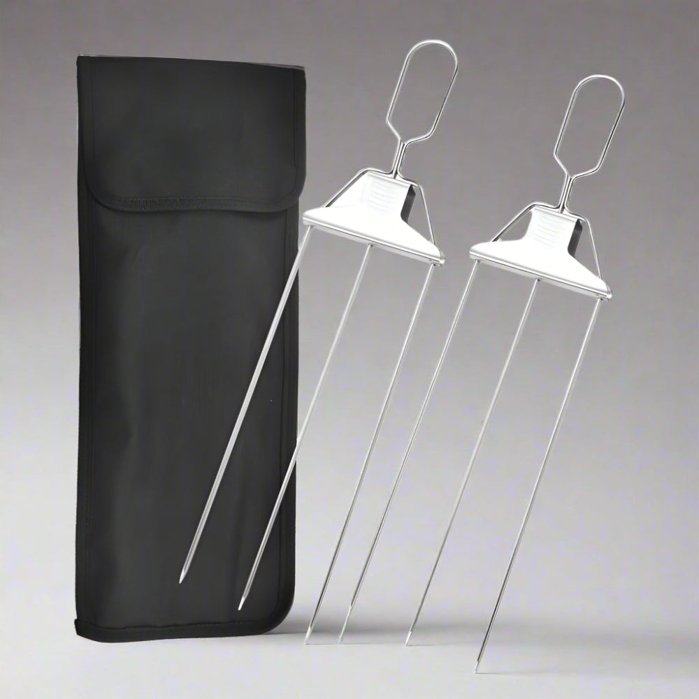 Norvo | Rustfritt Stål BBQ Spyd Triple Grill Verktøy