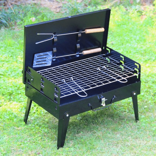Norvo | Grillmate Fold – Sammenleggbart stål kofferthusgrill for hage, camping og utendørs BBQ