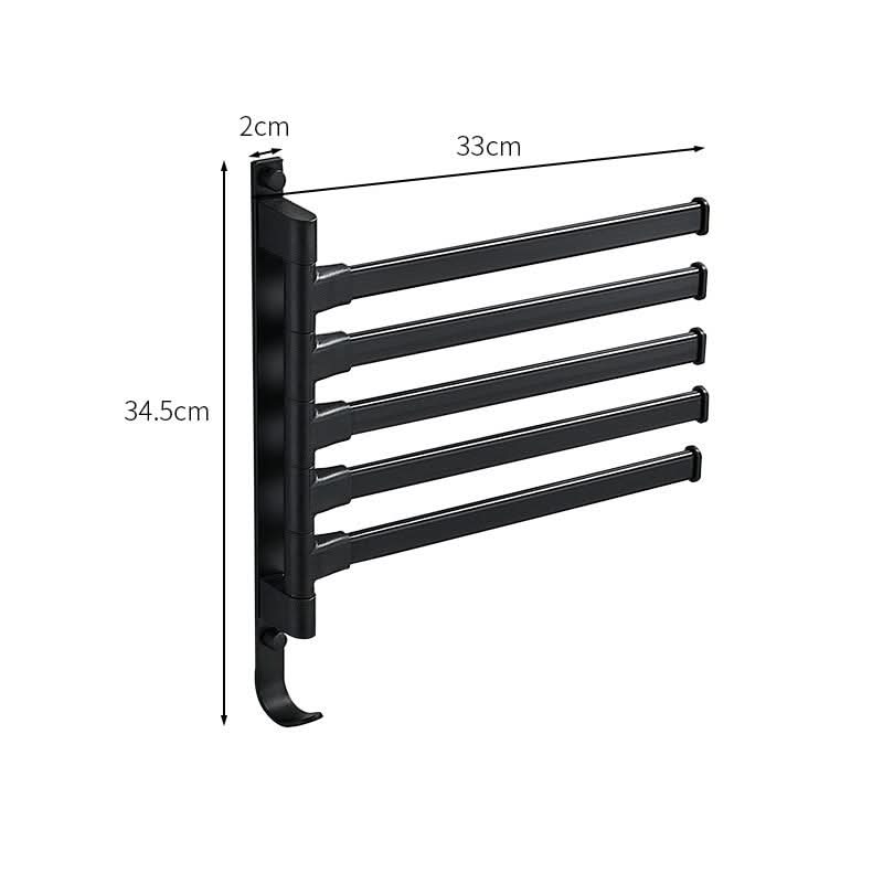 Norvo | TidyRack 5-armet håndkleorganisator – Plassbesparende håndkleholder i matt svart