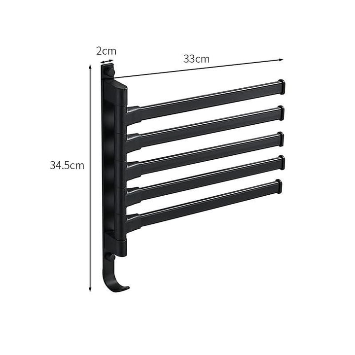 Norvo | TidyRack 5-armet håndkleorganisator – Plassbesparende håndkleholder i matt svart