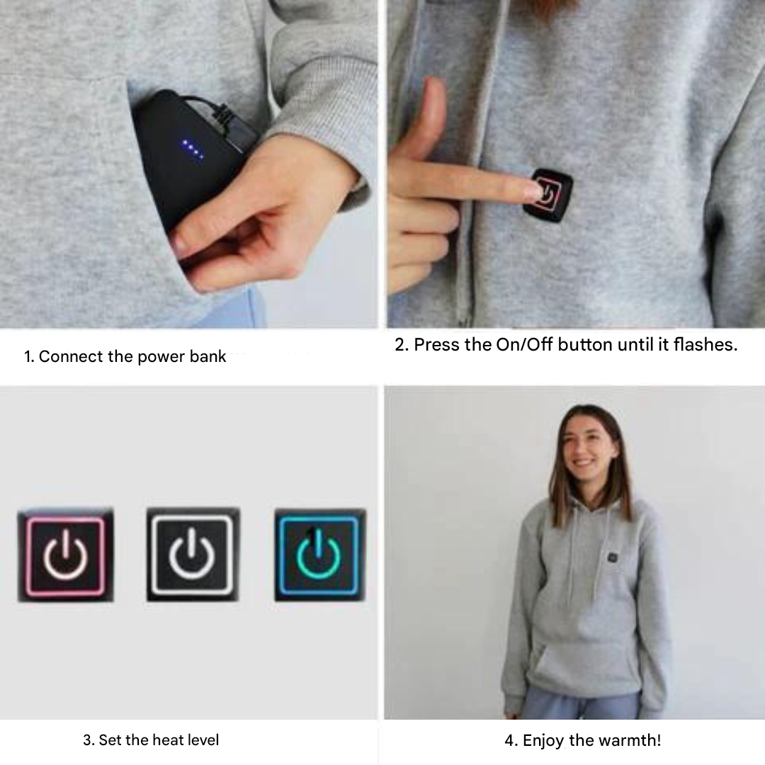 Norvo | HeatWear Hettegenser – Innovativ oppvarmet hettegenser med justerbar temperatur
