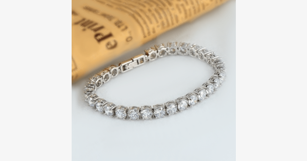 Norvo | Diamond Eternity Armbånd i Sølvfarge - Rundt Klipt Diamant Zirkon-Steiner - La Deg Se Fantastisk Ut
