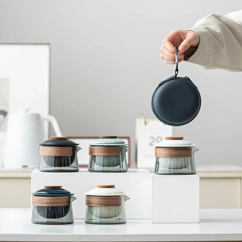 Norvo | Bærbar og stilfullt tesett med tekanne og kopper – Perfekt for å ta med seg