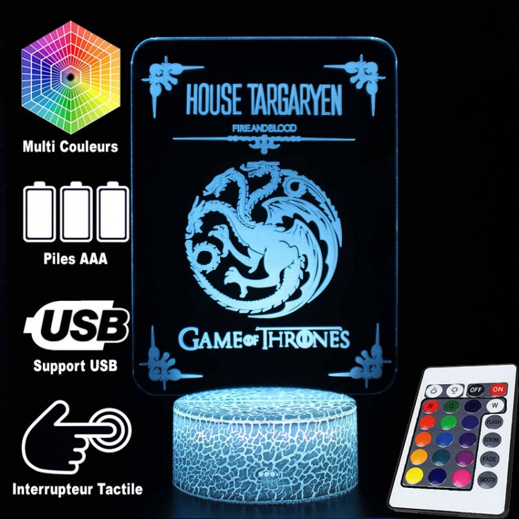Norvo | 3D Lampe Game Of Thrones Hus Targaryen