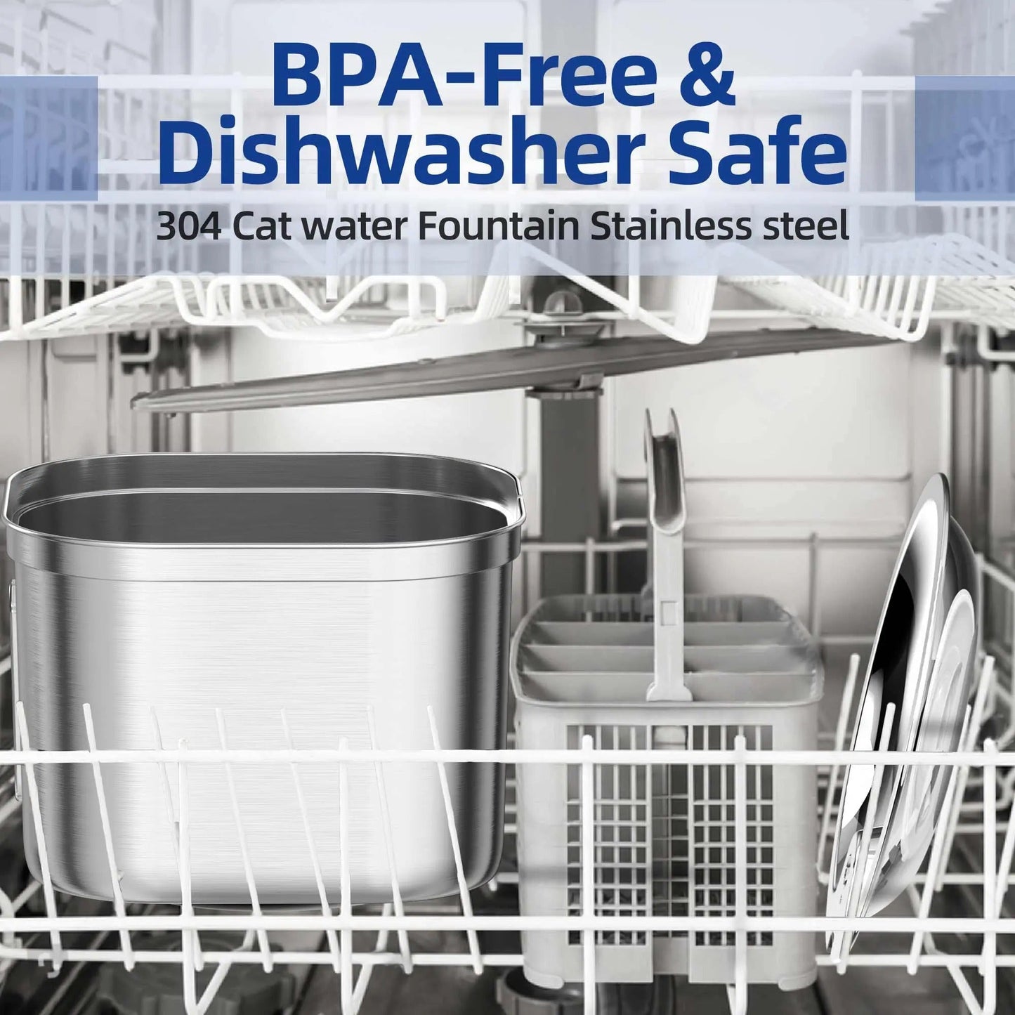 Norvo | Katt Vannfontene Rustfritt Stål Stille Dispenser