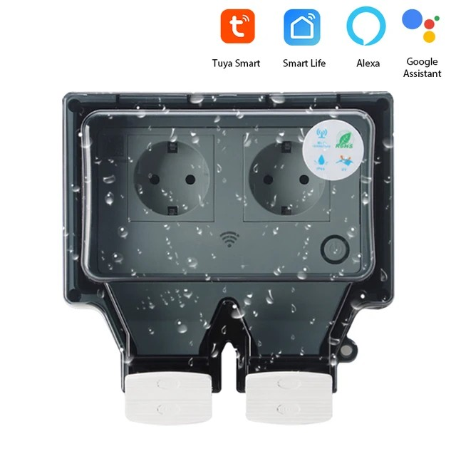 Norvo | Voltura Smart Utendørs WiFi Plugg – IP66 Vanntett Stikkontakt med App & Stemmekontroll