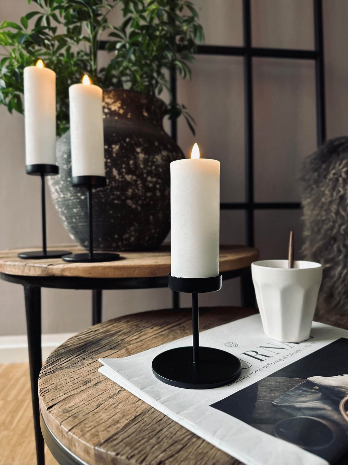 Norvo | Lysestaker Minimalistisk Metall Pedestal Sett