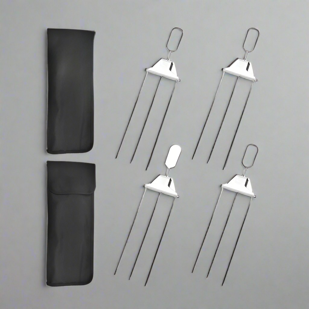 Norvo | Rustfritt Stål BBQ Spyd Triple Grill Verktøy
