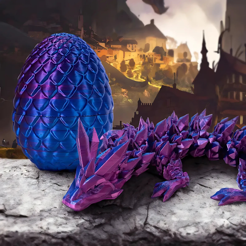 Norvo | Drageegg Krystall Figur 3D Printet Leketøy