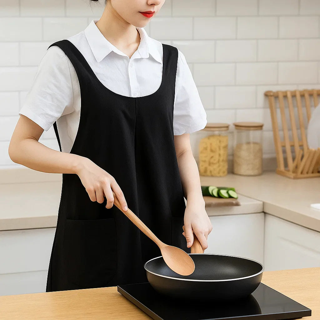 Norvo | Bomull Linse Krysrygg Forkle Lommer