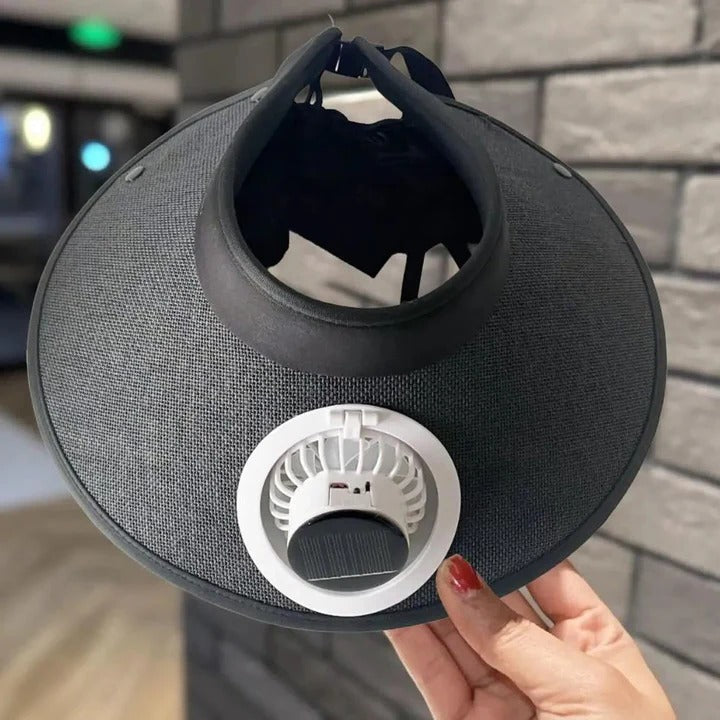 Norvo | Bredbremmet solhatt med solcelledrevet vifte