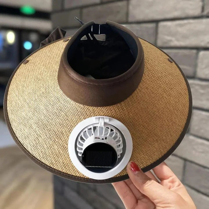 Norvo | Bredbremmet solhatt med solcelledrevet vifte