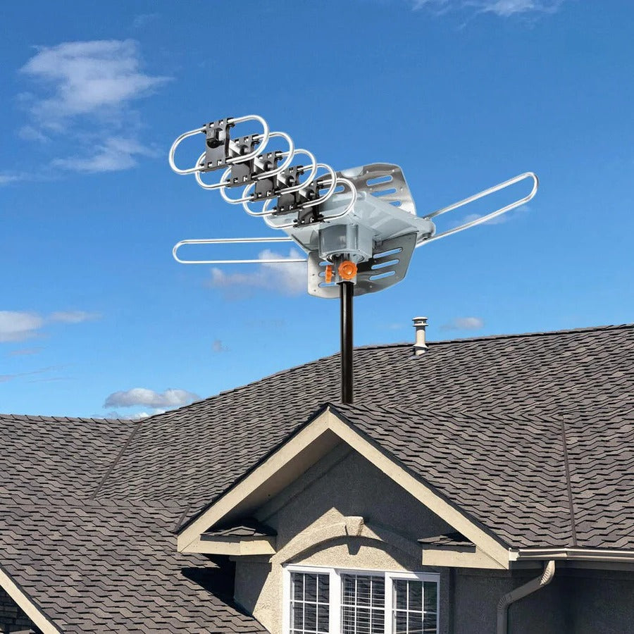 Norvo | Long Range Digital HD TV Antenne med Full 360 Retningsbestemt Motor og Monteringsstang