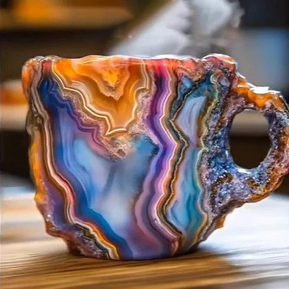 Norvo | Facettert Mineral Krystall Kaffe Mugge – Elegant Glass Kop