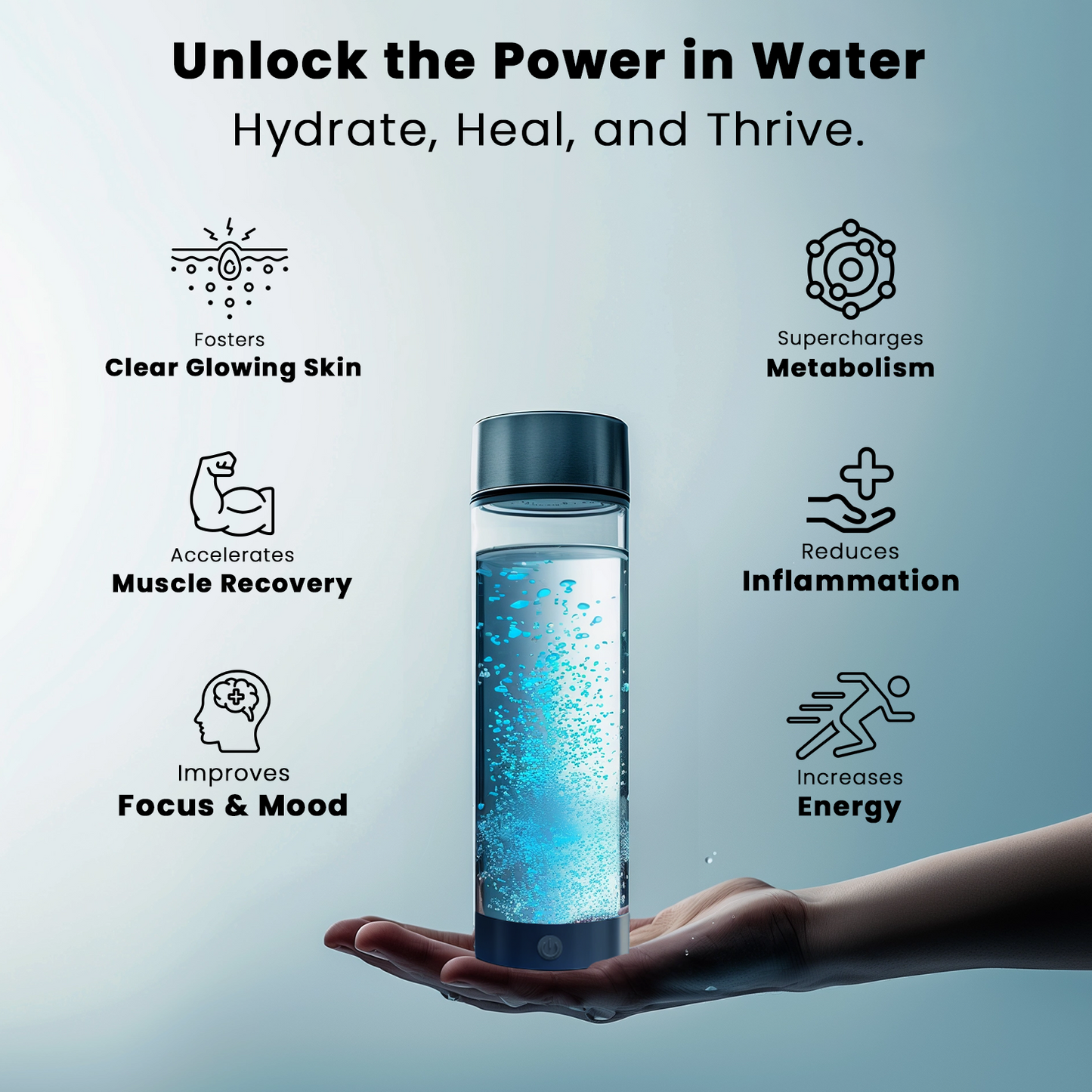 Norvo | Hydrogen Water Bottle | USB Rechargeable, Anti-Inflammatory & Perfect for Daily Hydration and Wellness