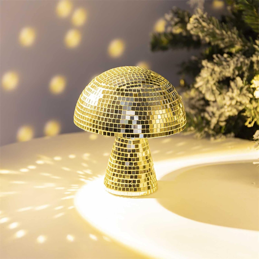 Norvo | Metallisk Disco Bordlampe Soppdesign