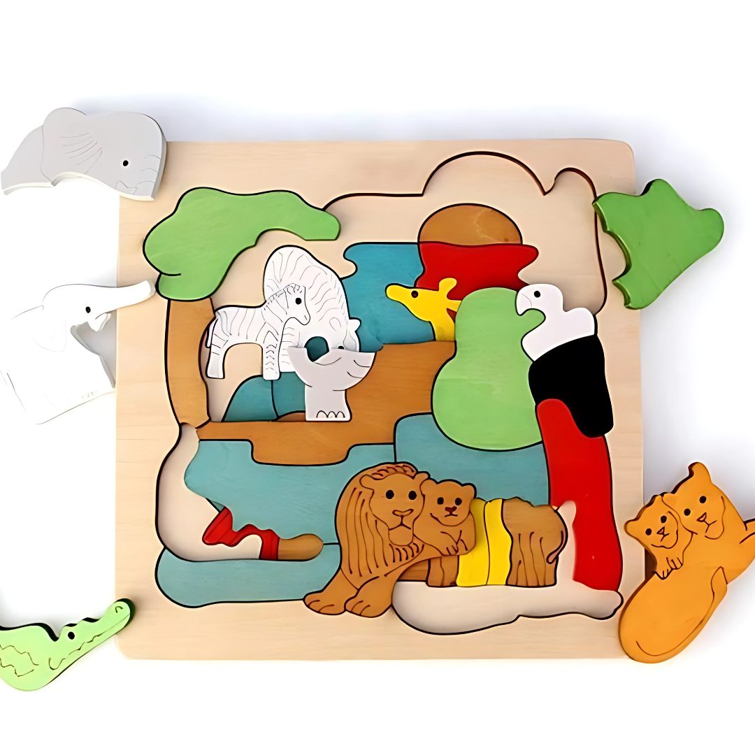 Norvo | Tre Dyr Puslespill Læring Leketøy