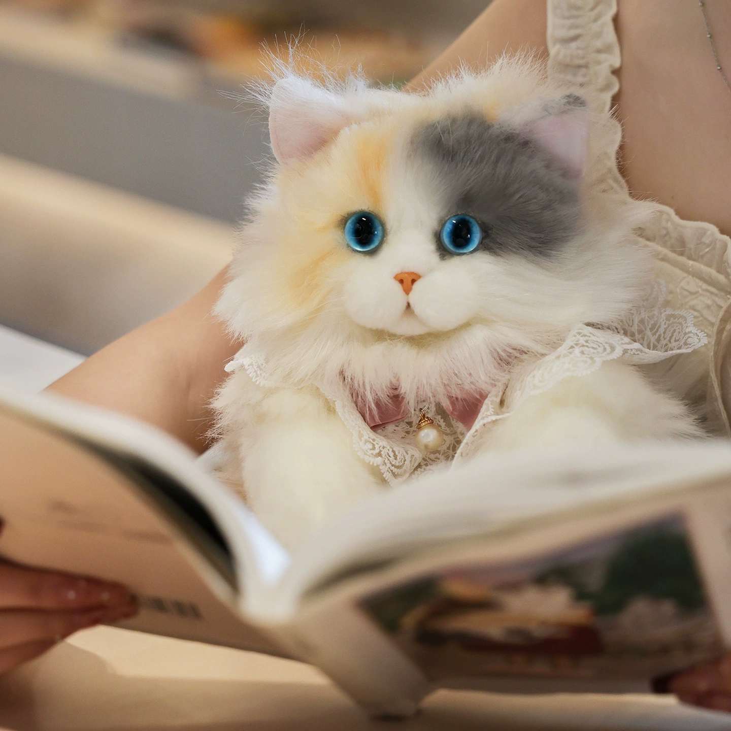 Norvo | Realistisk Søt Plysj Katt Ryggsekk