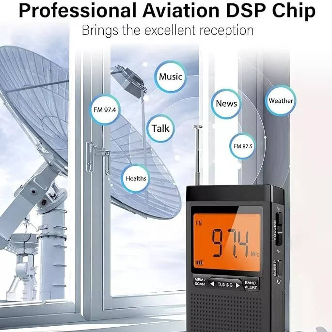 Norvo | Bærbar AM/FM lommeradio med værvarsler og digital tuning