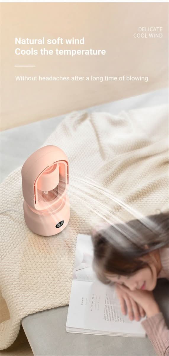 Norvo | Bærbar vifte uten blader med luftfukter og nattlys for forfriskende komfort