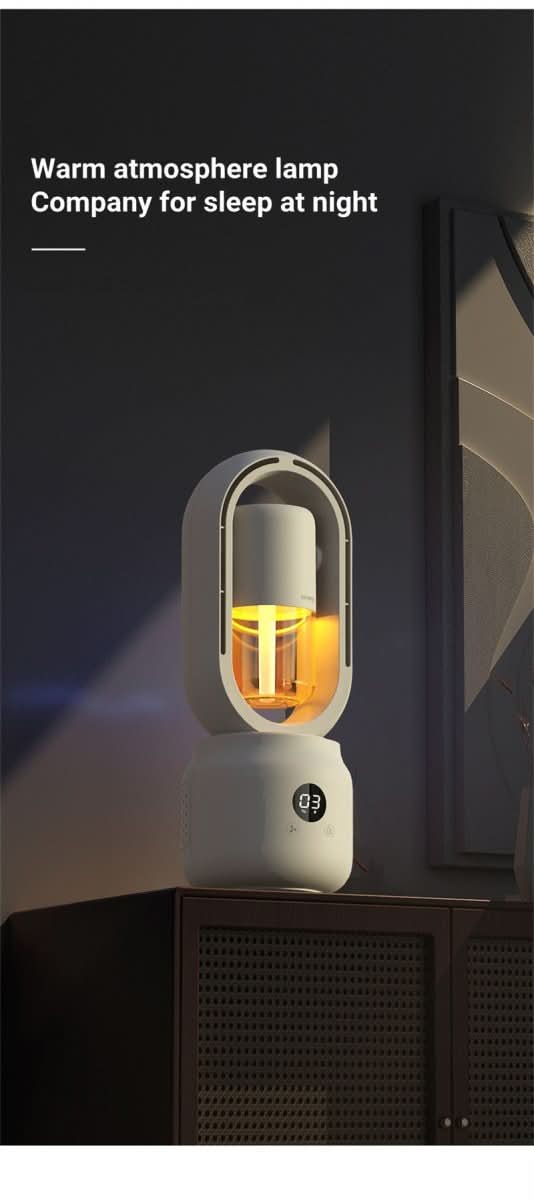 Norvo | Bærbar vifte uten blader med luftfukter og nattlys for forfriskende komfort