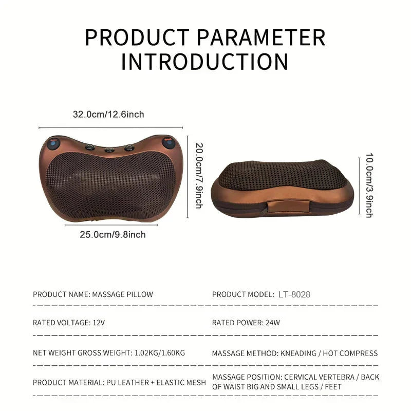 Norvo | Oppvarmet nakke- og ryggmassasjekudde | Muskelavslapning og smertelindring