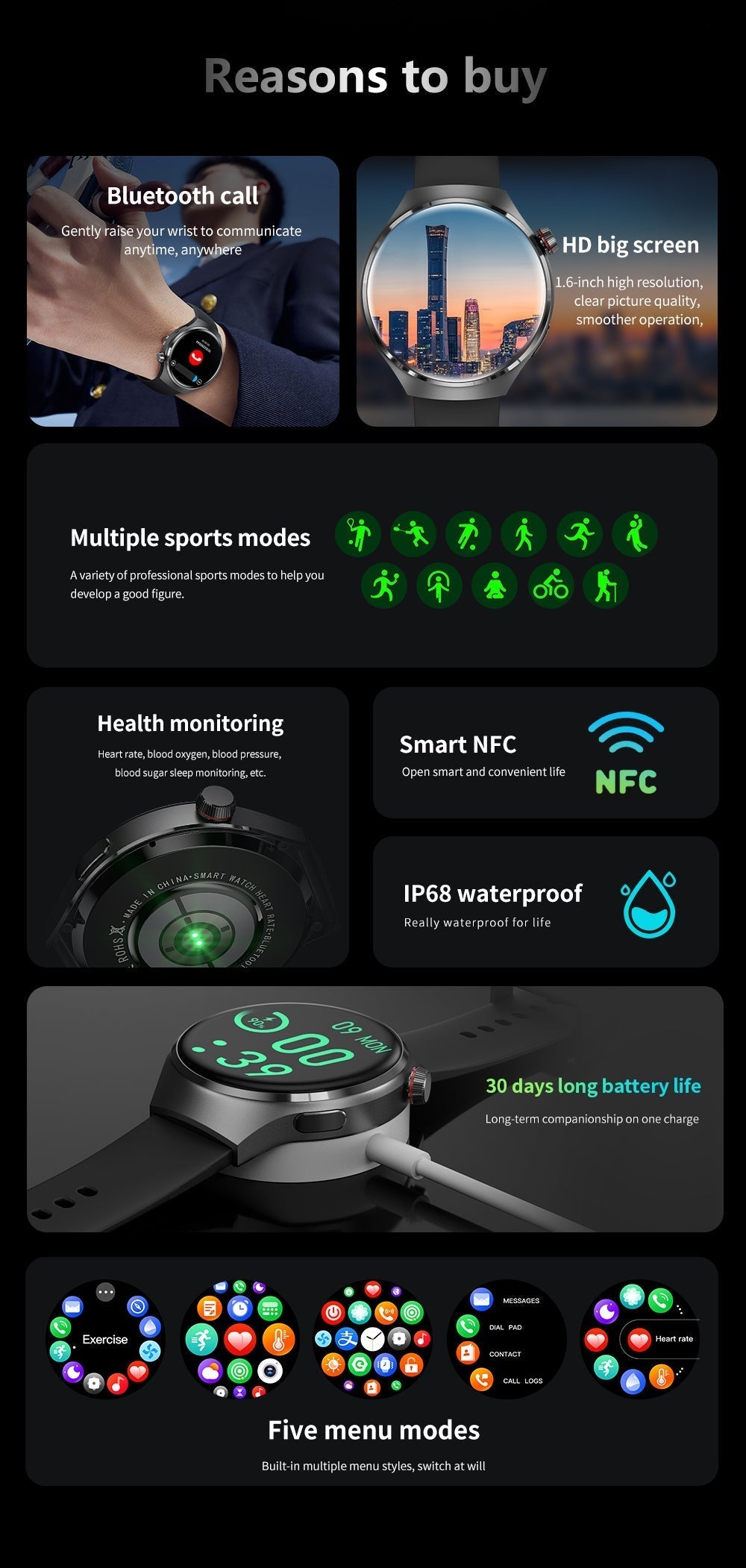 Norvo |  Gt4 Pro Smartwatch For Menn: Ip68 Nfc Gps Tracker, Amoled 360*360 Hd-Skjerm, Hjertefrekvens, Bluetooth-Samtale Begrenset Utgave