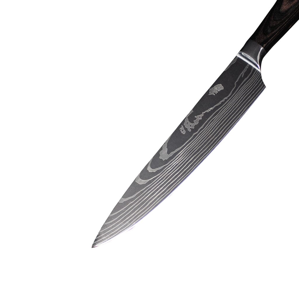 Norvo | Damascus Steel Kokkekniv | 20 cm Blad, Ergonomisk Harpikshåndtak & Ideell for Hjemmekoking