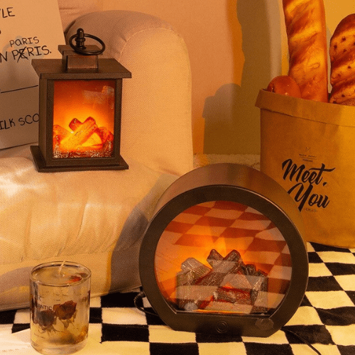 Norvo | Rustic LED fireplace lamp