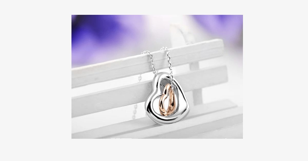 Norvo | Dobbel Hjerte Gull-Sølv Belegg Anheng - Fasjonabel Hummerlås Gullbelagt Anheng for Deg