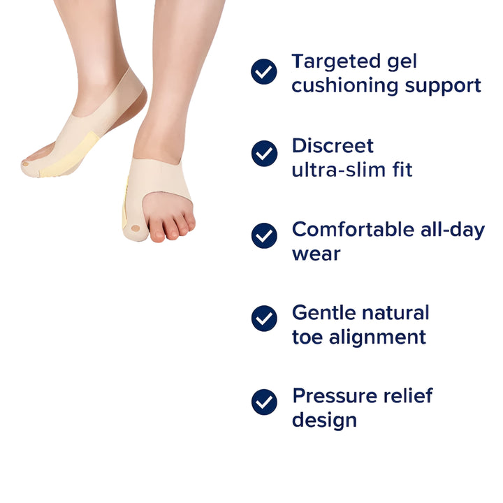 Smertereduserende gelpadding – Ultra-slim stretchstoff – Hverdagskomfort og justering for hallux valgus Norvo