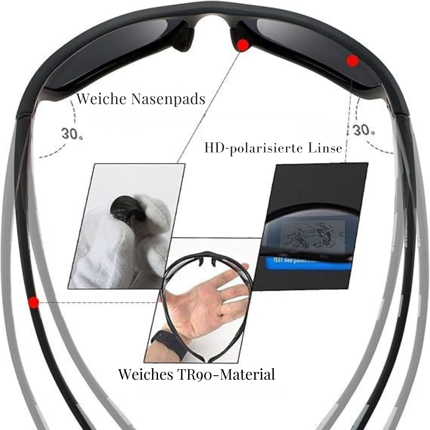 Norvo | Polarisert solbriller – 100% UV-beskyttelse & polarisert linser for sport & fritid | Ripesikker & lettvint