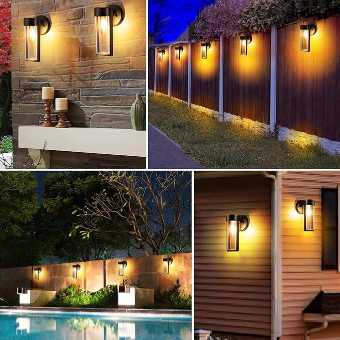 Norvo | Solcellevegglys Solcelledrevne dekklys, Automatisk på/av Vanntette solcelle utendørslys Veggmonterte solcelle dekorative lys for vegg, gjerde, patio, stolper, hage, veranda