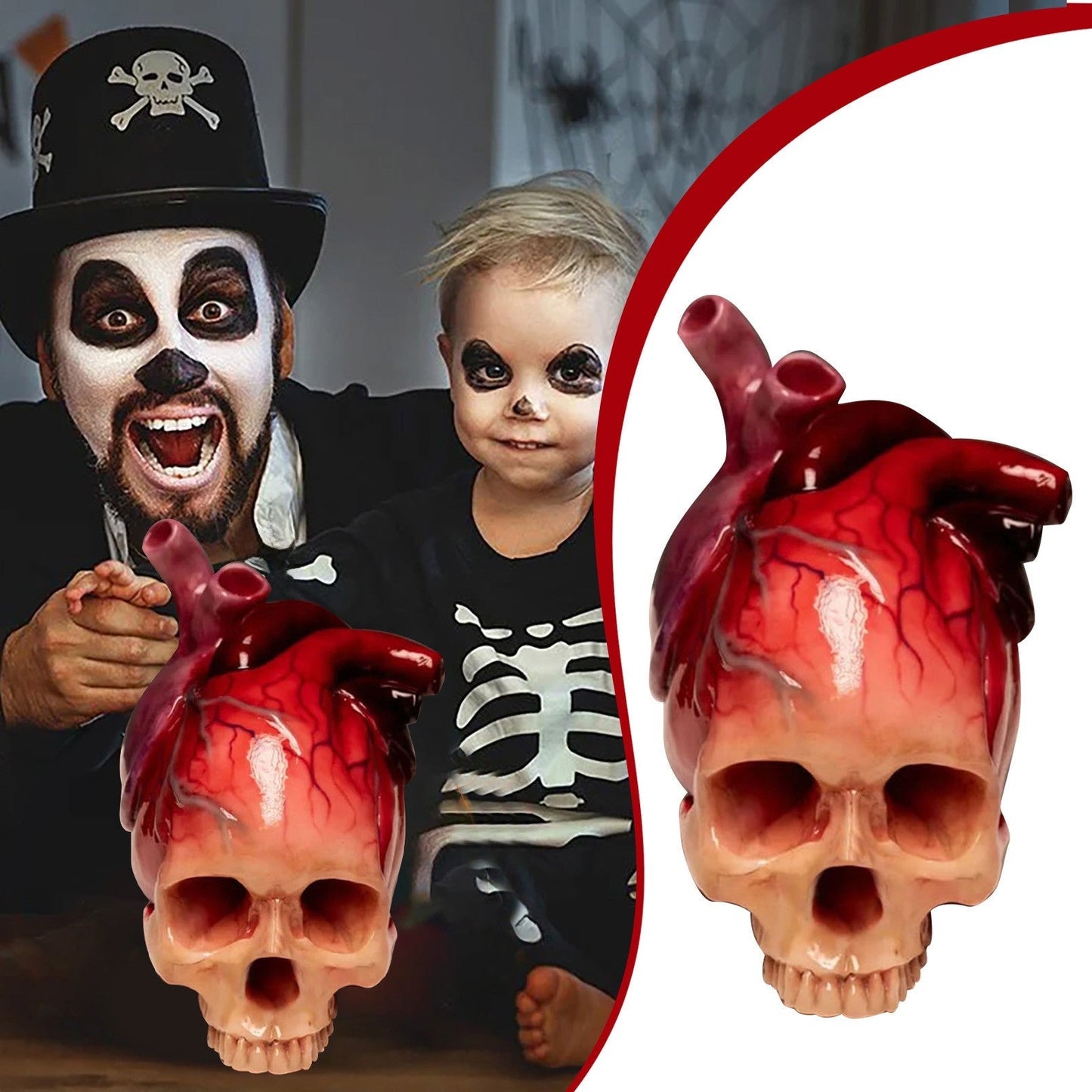 Norvo | SpookyHeart Realistisk Halloween Hjerteformet Skulpskulptur