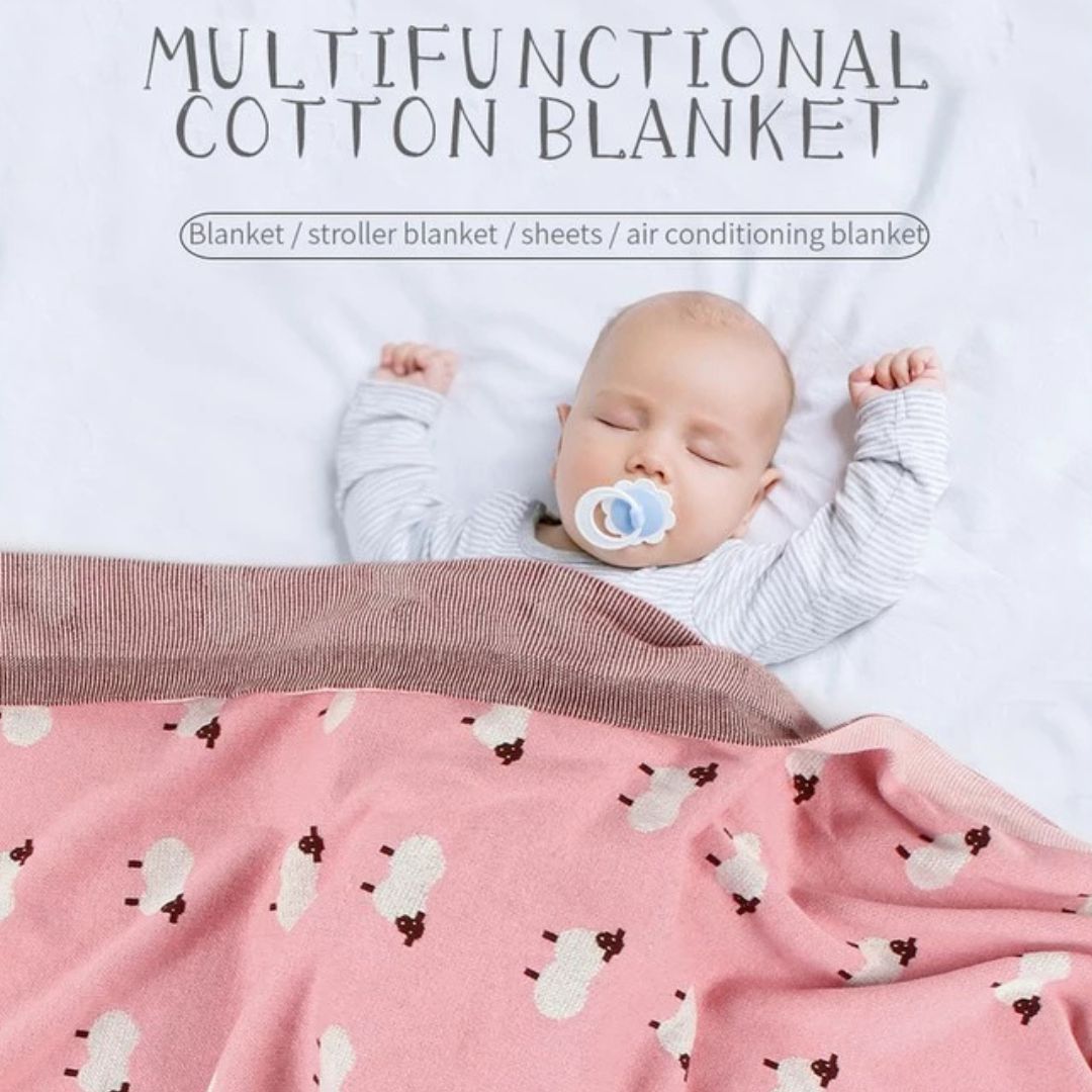 Norvo | Søtt babyteppe med sauemønster – Mykt og varmt teppe til barnevogn