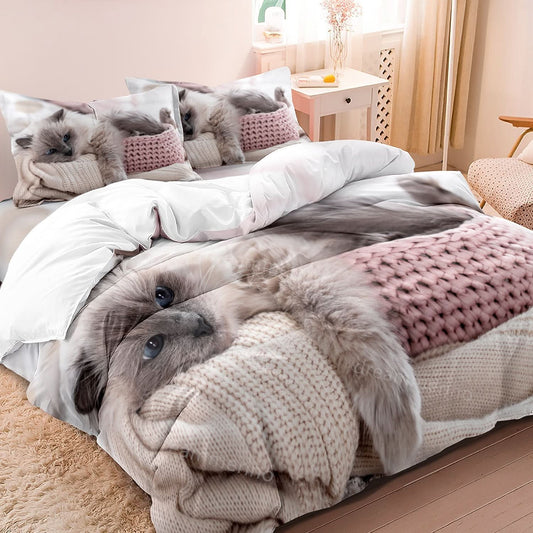 Norvo | Cotton Cat Motif Bedding Set – 3 Deler